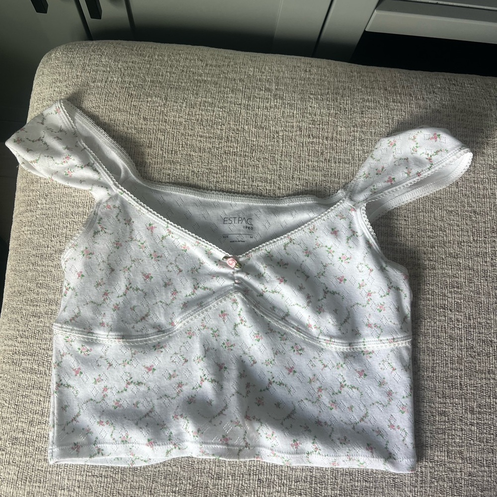 PacSun White Floral Crop Top